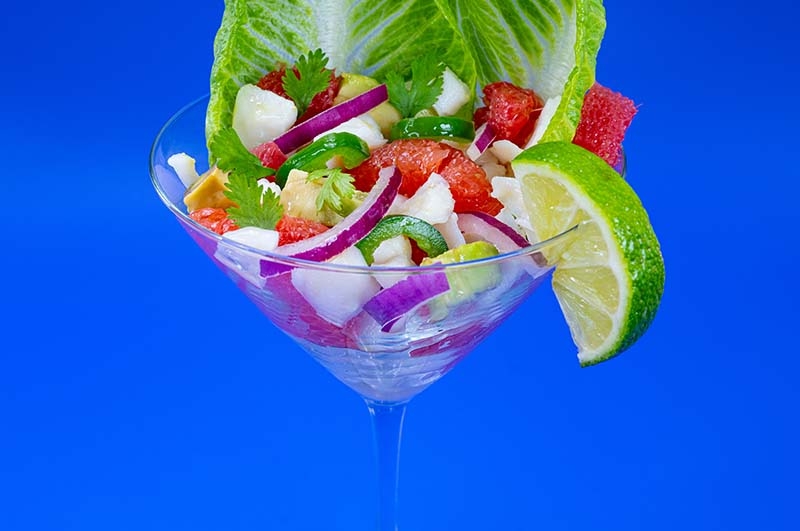 Ceviche with Avocado and Grapefruit Salad
