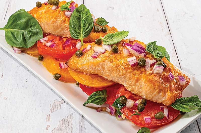 Grilled Salmon with Heirloom Tomatoes