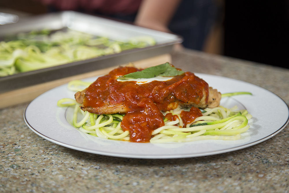 Chicken "Un-Parm" with Zucchini Noodles