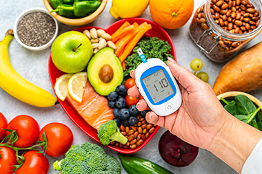 Display of Fruit with diabetes monitor