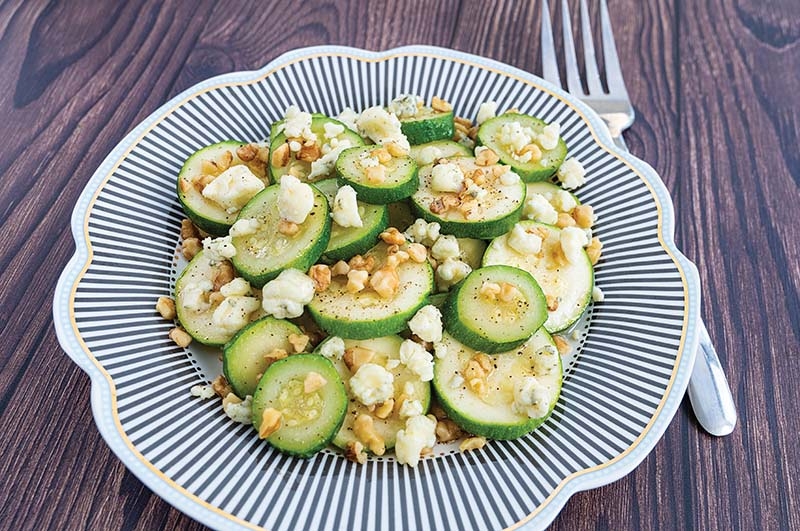 Zucchini with Bleu Cheese and Walnuts
