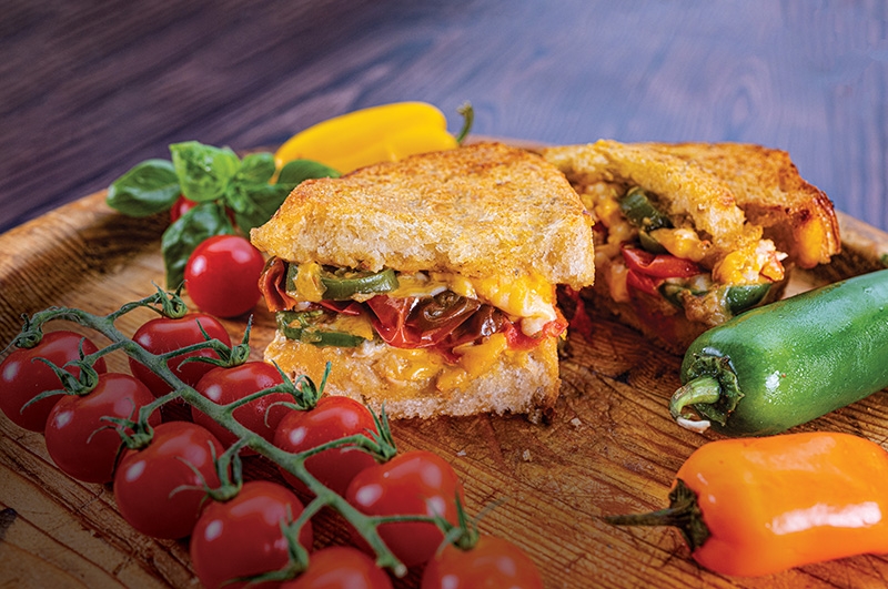 Spicy Roasted Cherry Tomato Grilled Cheese Sandwich