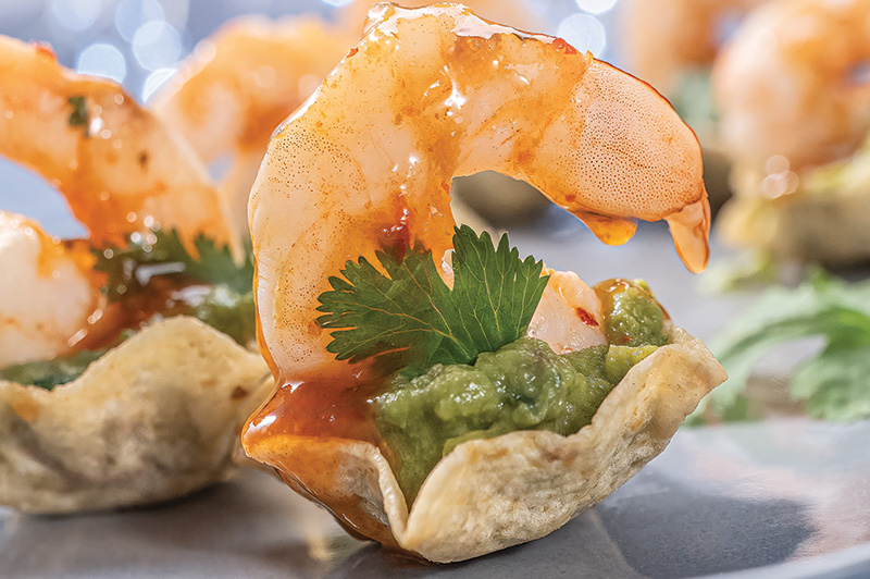 Plate of Spicy Shrimp Guacamole Bites