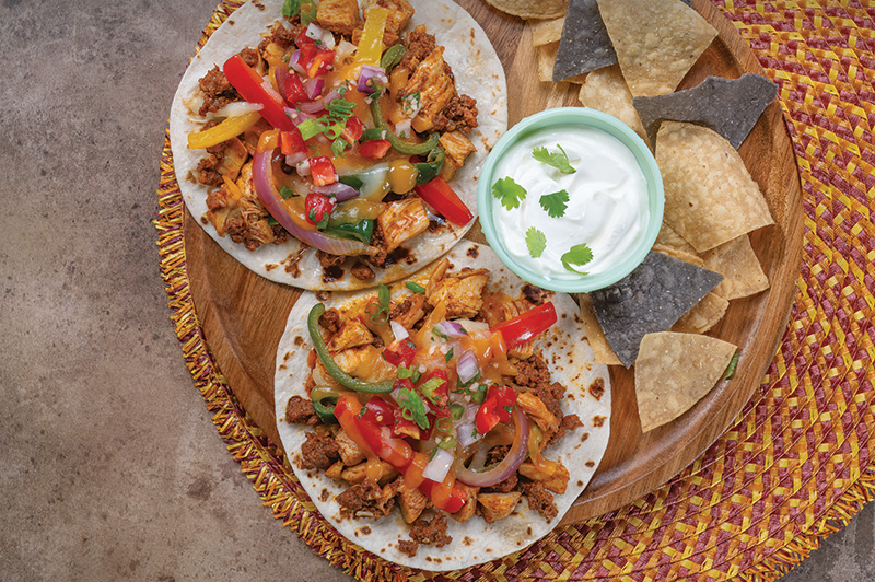 Plate of Turkey and Chorizo Fajitas