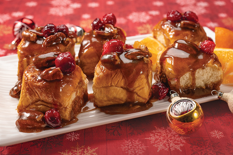 Butter Pecan Sticky Buns  with a Cranberry Compote