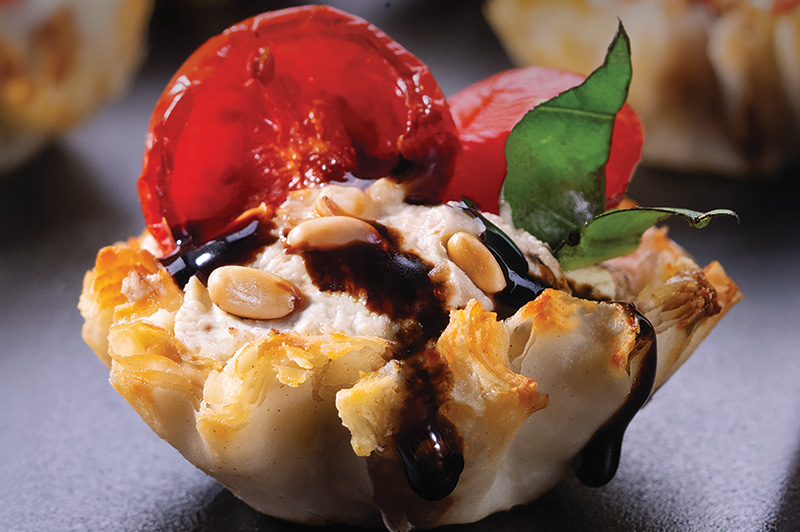 Hot Caprese Phyllo Cups with Ricotta & Pine Nuts