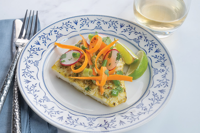 Roasted Halibut with Carrot Slaw 
