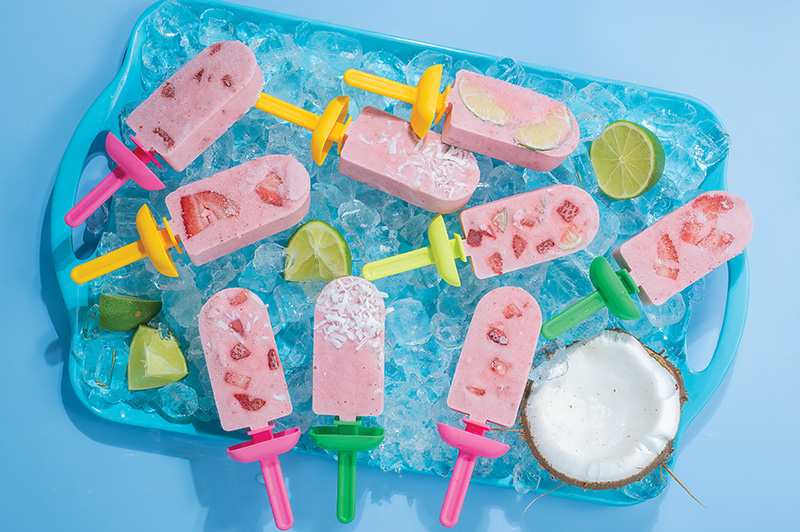 Strawberry Coconut Lime Popsicles