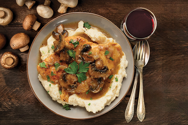 Chicken Marsala with Mashed Potatoes Plates